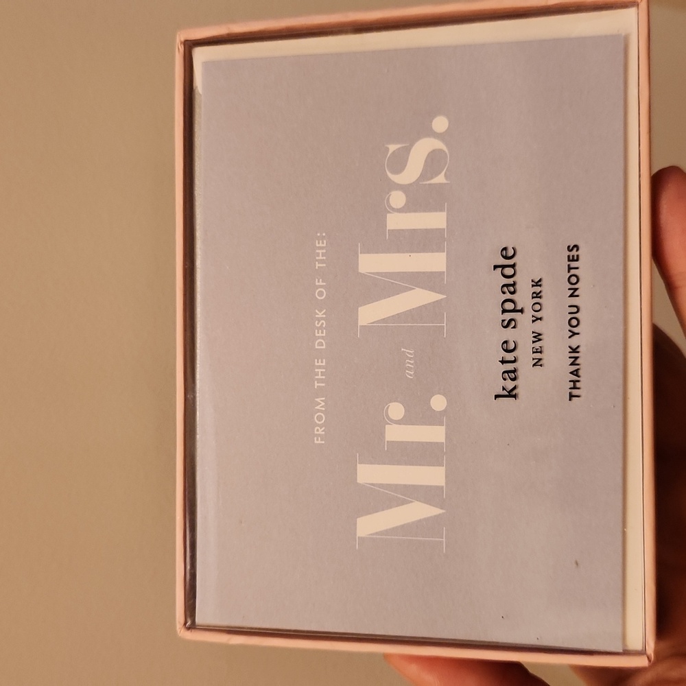 NWT Pristine Kate Spade Mr. and Mrs. Thank You Cards 10 Cards/Envelopes Per Box